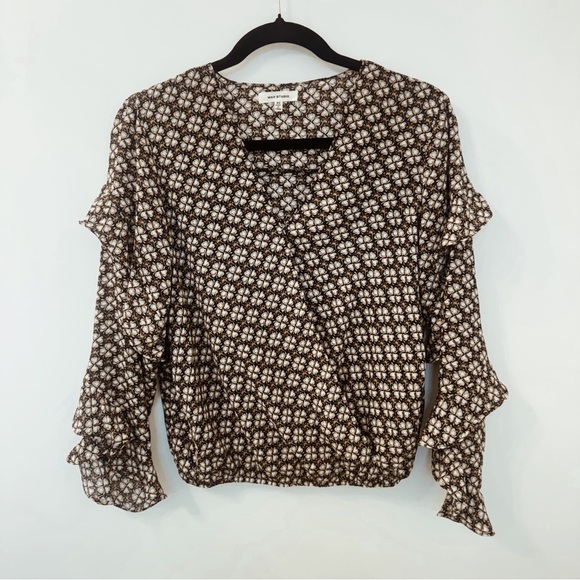 Max Studio Floral Ruffle Sleeve Faux Wrap Blouse - Picture 4 of 10